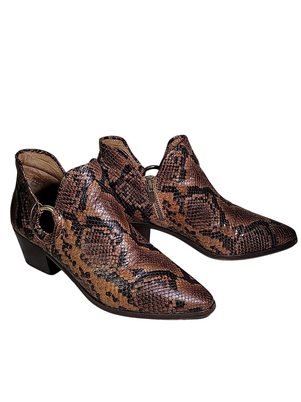 Frye Ankle Boots Snake Print Leather Womens Size 9